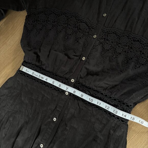 LoveShackFancy Beth Maxi Dress black size L large black cotton sheer voile shirt - Picture 11 of 16